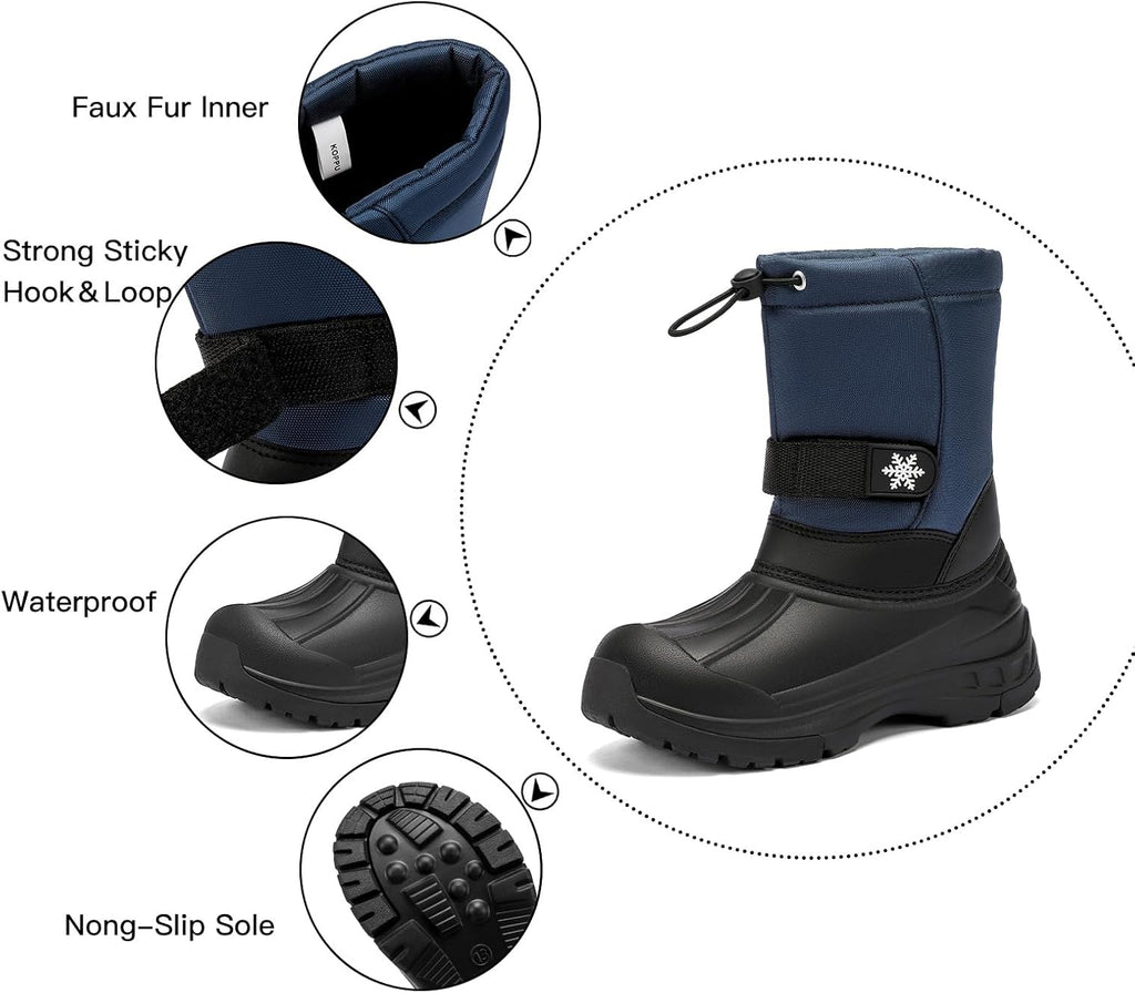 Boys Girls Snow Boots Kids' Waterproof Snow Boots for Winter Slip Resistant Cold Weather Shoes