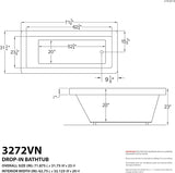 Illyrian AZ3272VNS 32" x 72" Soaker Acrylic Rectangle Drop-In Bathtub - Easy Installation - Smooth Glossy Ultra White