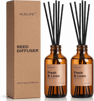 Reed Diffuser, Fresh & Linen Scent Diffuser 2 Pack 8 Fl Oz - Set of 2