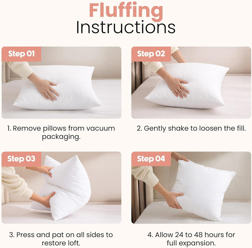 20x20 Pillow Inserts, White Throw Pillows for Couch, 2 Pack - Set of 2