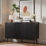 47.2" Modern Fluted Sideboard Cabinet with 4 Doors, Wood Storage Credenza with Shelves