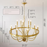 Gold Chandelier 15-Light Candle Chandelier Modern Farmhouse Pendant Lighting Fixture for Dining Room Bedroom Living Room Kitchen Island Foyer Entryway E12 Bulb Vintage Golden Ceiling Light A109-B0F98W9YF6
