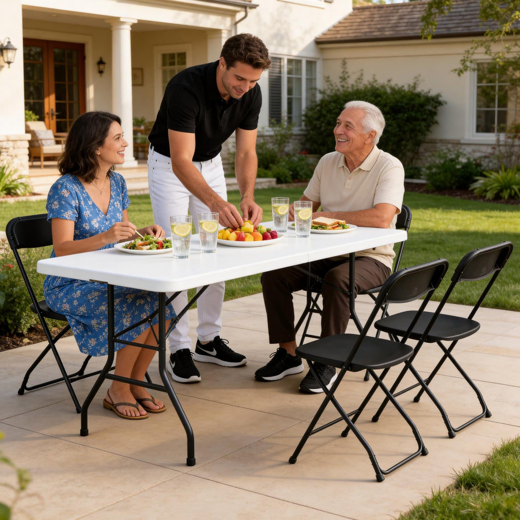 20 Pack Black Plastic Folding Chairs, Outdoor Portable Folding Chair with Steel Frame, 350lbs Capacity Stackable