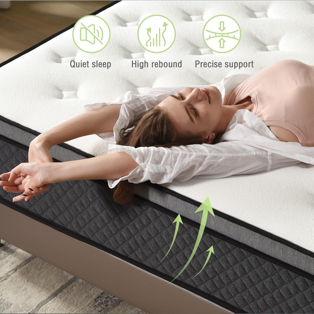 King Size Mattress, 10 Inch Hybrid Mattress in a Box, Gel Memory Foam with Individually Wrapped Pocket Springs