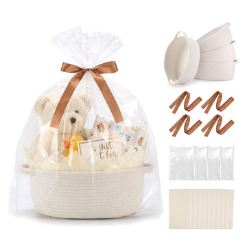 4 Pack Small Woven Gift Baskets Empty to Fill, Cute Gift Basket
