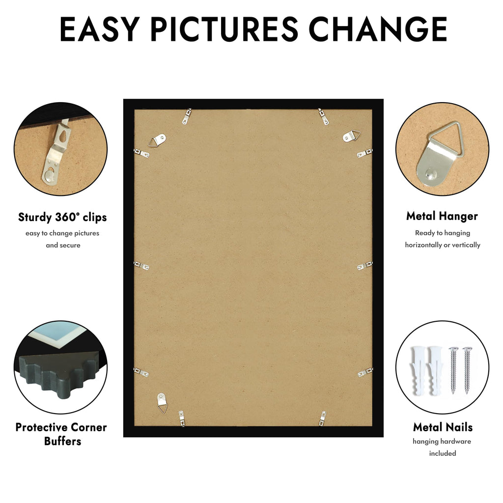 18x24 Picture Frame, Black Wood Style, Wall Mounting