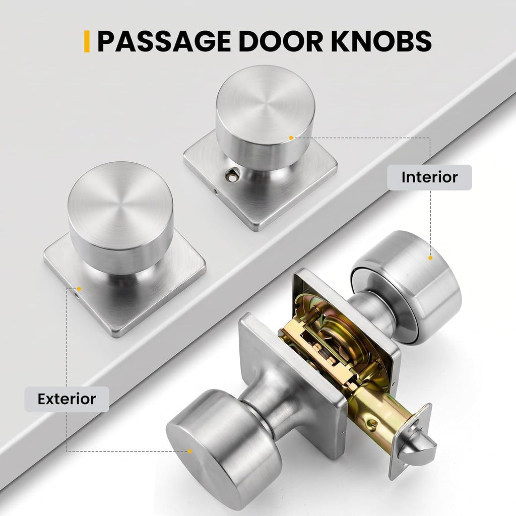 Brushed Nickel Closet Door Knobs Interior, Passage No 1 Pack