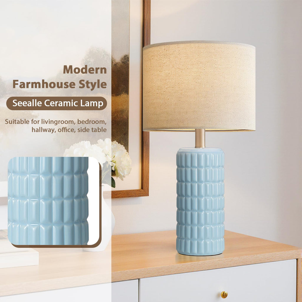 23" Modern Ceramic Table Lamps, Lamps, Sky Blue