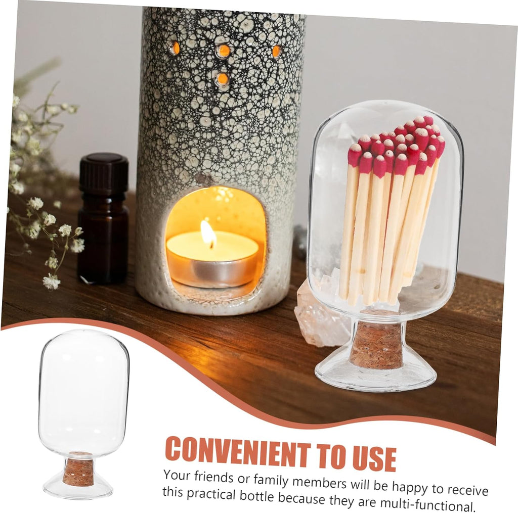 Glass Match Storage Jar Sensory Bottles Lids 250ml Match Holder Decorative Match Jar Multi-functional Glass Jar
