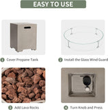 2-Piece Outdoor Propane Firepit Table Set w Tank Table, 42" Fire Table Certified, 50,000 BTU w Gray Round Base,Wind Guard and 16 inches Tank Side - Image 8