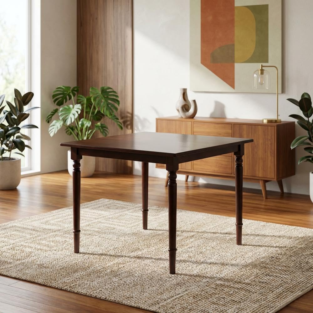 Walnut Small Square Dining Table - Solid Wood Kitchen Table for Compact Spaces - Elegant Square Table s, Kitchens, or