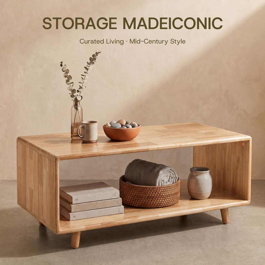 47" Rectangular Solid Wood Coffee Tables, Natural