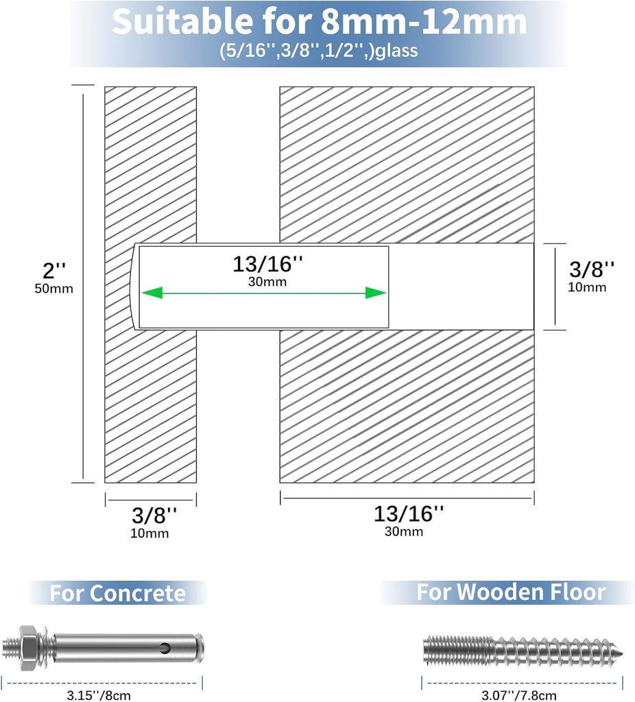 24 Pack Marine-Grade SS316 Solid Heavy Duty Glass Railing Standoff