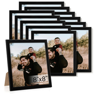 8x8 Picture Frame Set of 12, Photo Frames Display Pictures 8"x8", Black Picture Frames 8x8 Wall Gallery Collage Wall