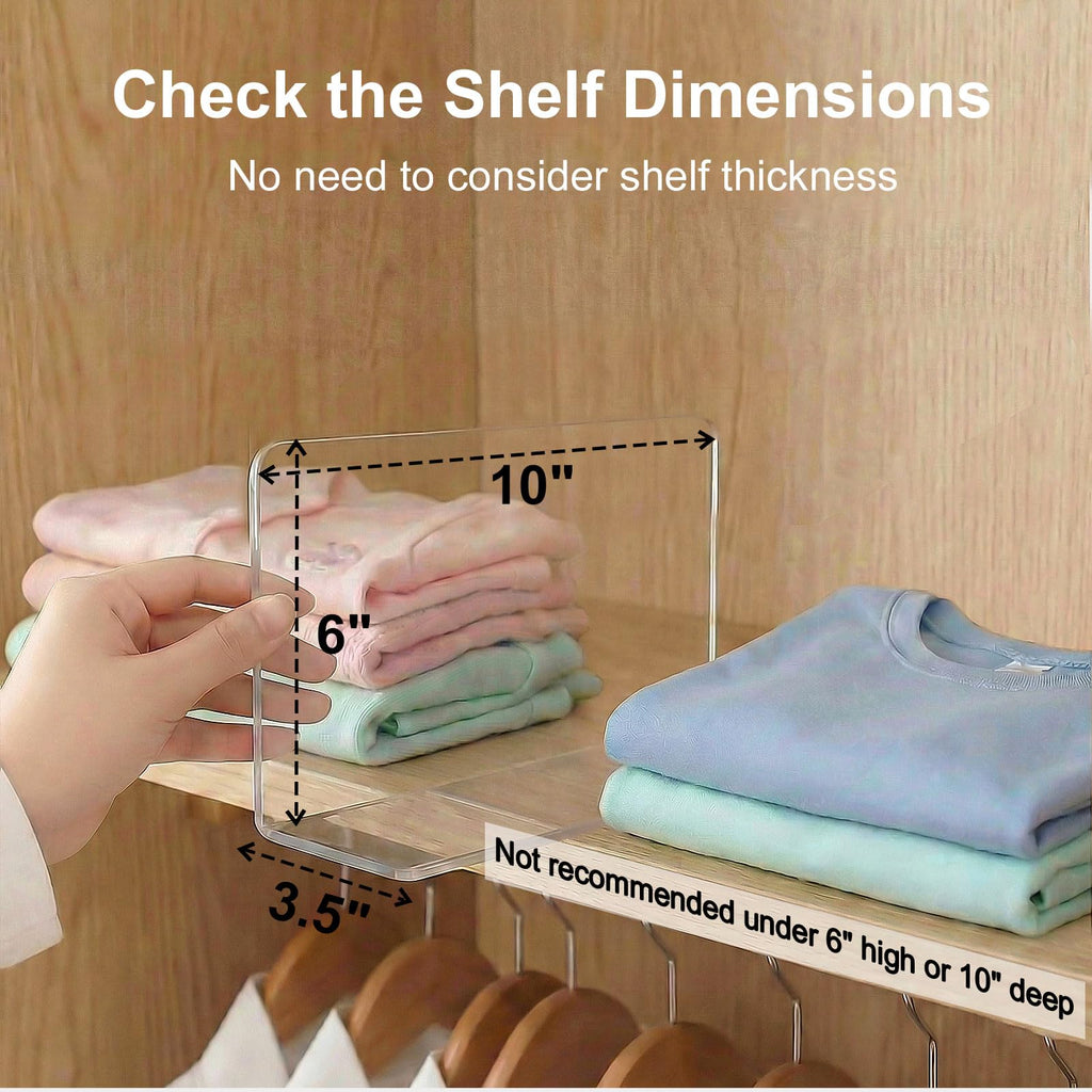 Shelf Dividers Closet Organization: 6" Tall x 10" Deep (Small)