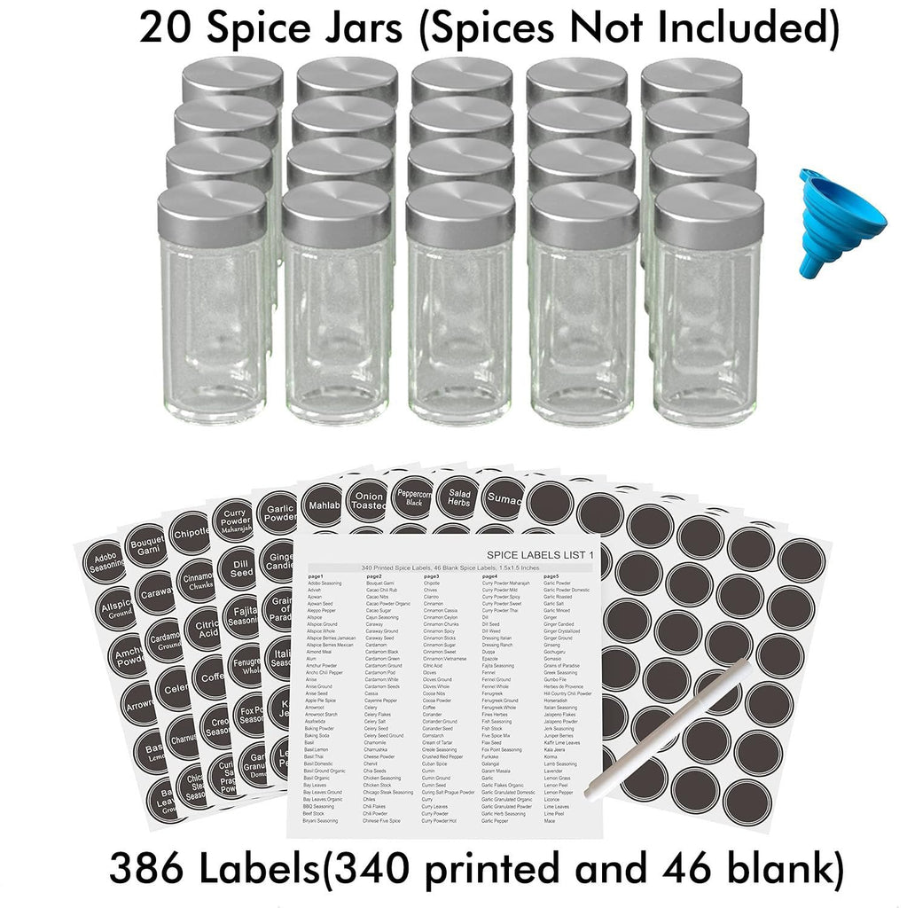 Revolving Spice Rack Set with 20 Spice Jars, Kitchen Spice Tower Organizer for Countertop or Cabinet - Carousel