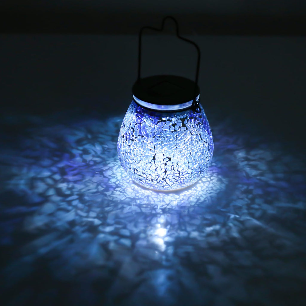 Outdoor Solar Lantern Waterproof Mosaic Glass Hanging Garden Light