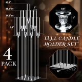 Tessco 4 Set 9 Arm Acrylic Candelabra Candle Holder 42.5'' Clear Candelabra Centerpieces, Candlesticks Holder with