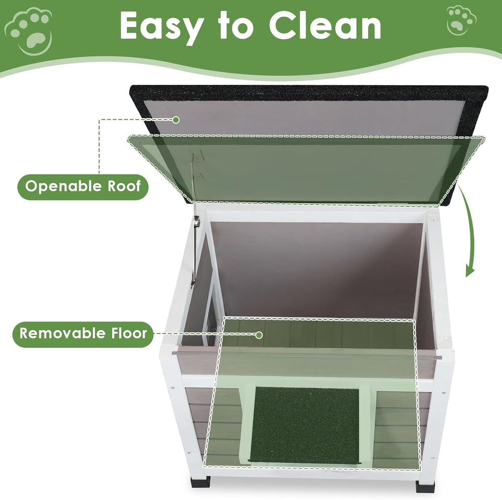 Outdoor Insulated Cat House, Weatherproof, Grey, 23.6"x20.9"x20.3"