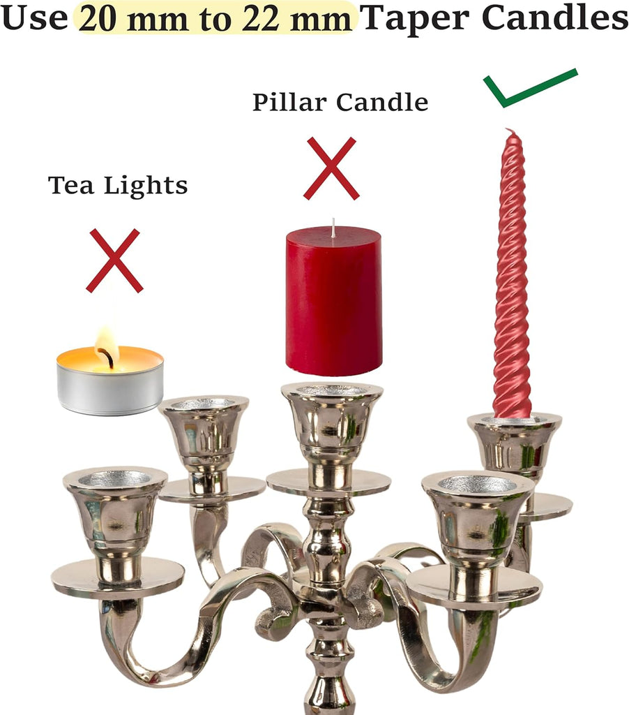 5 Arm Baby Candelabra Silver Glossy 8 Inch Taper Candle Holders Gothic Decorations Candlesticks Holder Home Decor