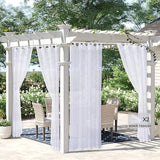 Burlap Linen Look Outdoor Curtain for Patio - 2 Panels Water - Image 7