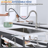Kitchen Faucets with Pull Down Sprayer, Brushed Nickel High Arc Single Handle Stainless Steel Sink Faucet for 1 or 3