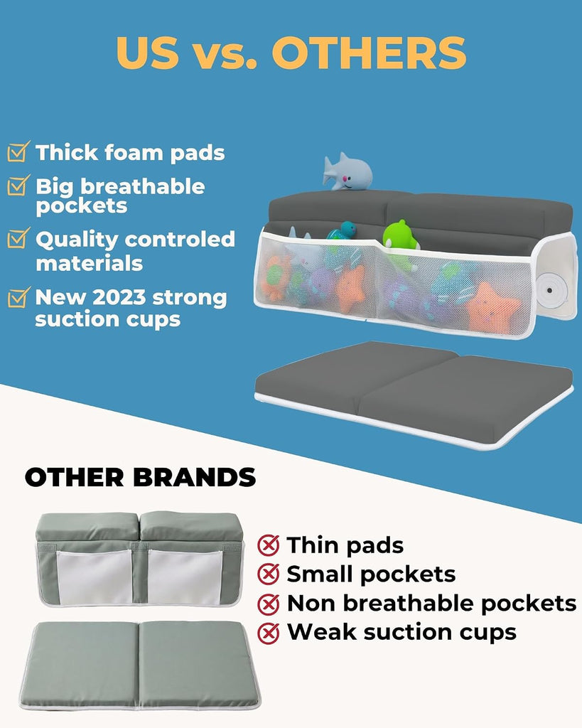 Comfortable Baby Bath Kneeler and Elbow Rest Pad Set - 1.5 Inch, Dark Grey