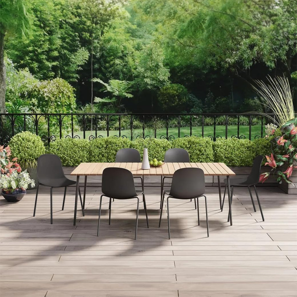 Modern Stackable Armless Dining Chair | Plastic Shell Seat with Metal Legs | Indoor or Outdoor Use | Home Kitchen
