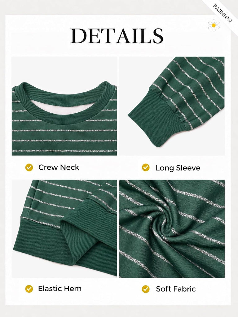 Boys Striped Crewneck Sweatshirt Kids Casual Pullover Top