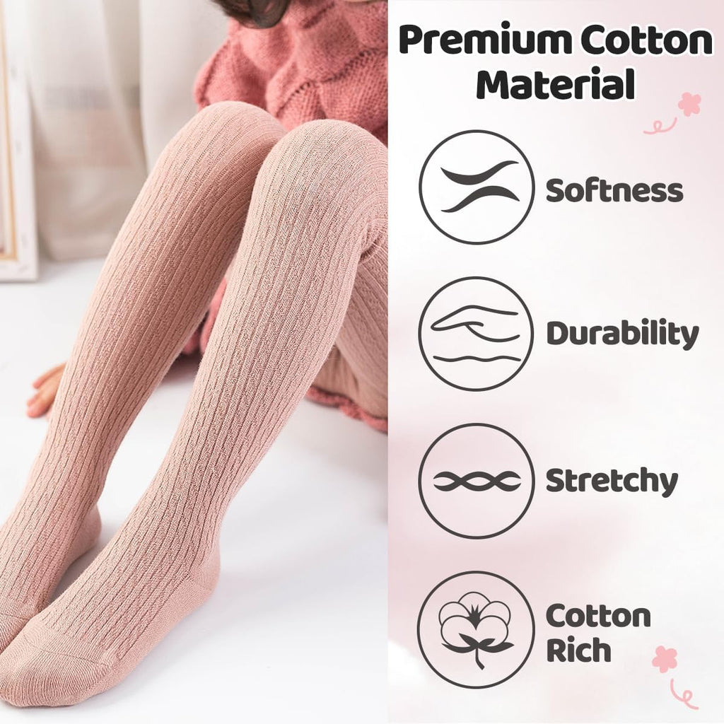 Knit Baby Girls Tights: Cable Knit Cotton Warm Footed Leggings