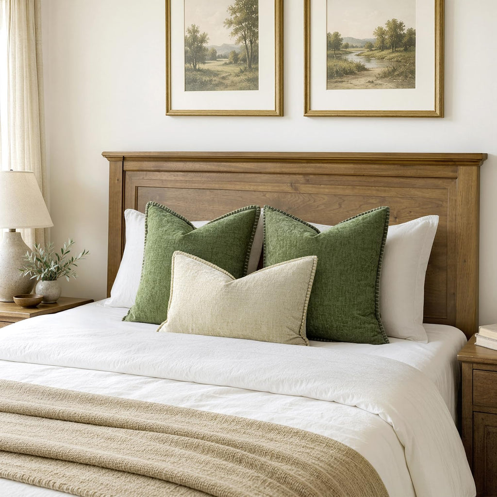 Decorative Couch Throw Pillow Covers 20x20 Inch Sage Green 2 Pack