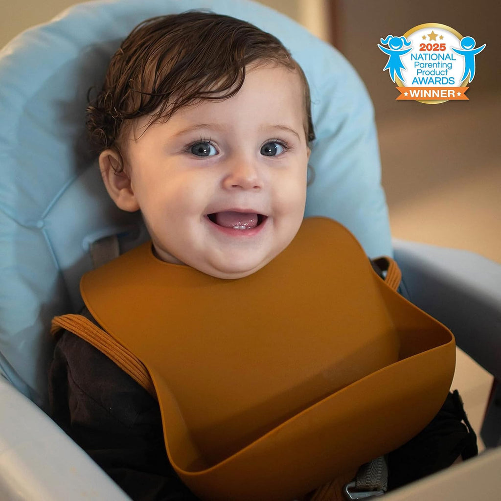 Silicone Baby Bibs Set of 3, BPA Free Waterproof Baby Bibs for Eating, Adjustable Silicone Bibs for Babies 6-12