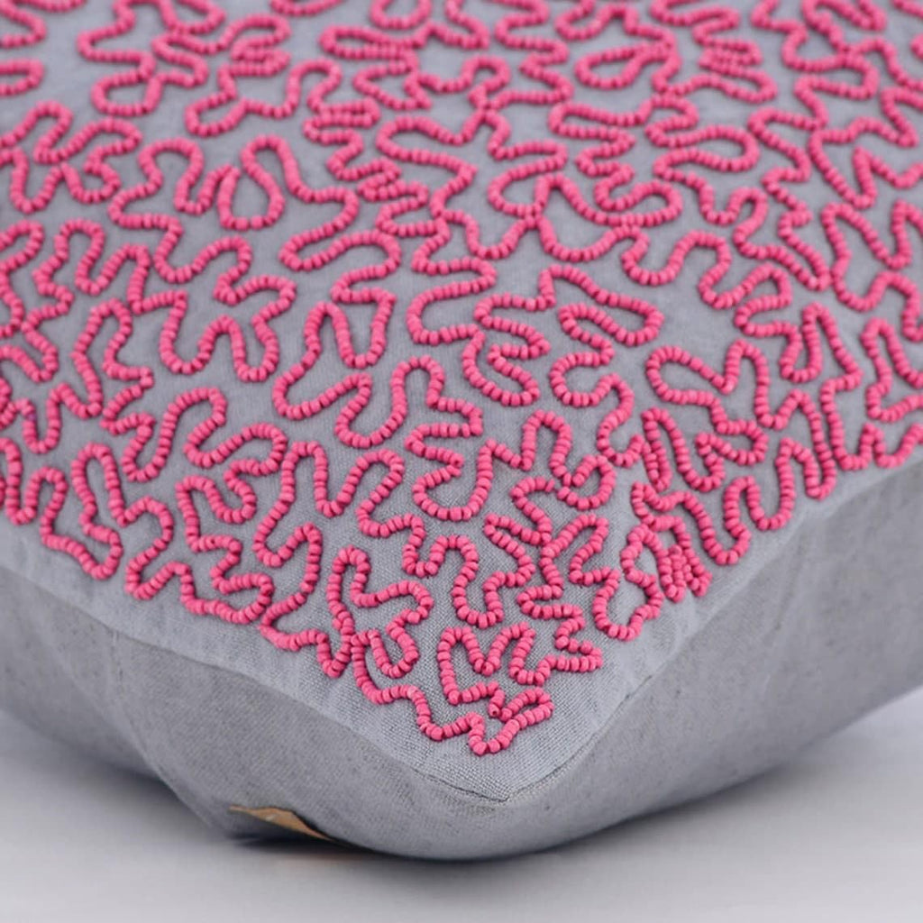 HomeCentric Pink Pillow Shams, Fuchsia Beaded Scroll Ocean Beach Theme, 24x24 inch Square Cotton Linen Pillows
