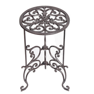 Cast Iron Potted Plant Stand, 19.3 Inch 1 Tier Metal Planter Rack