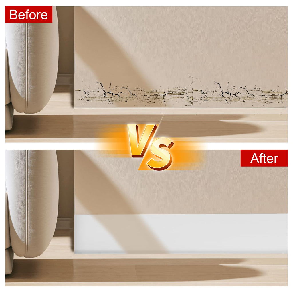 Wall Baseboard Trim 4 Inch x 20 Feet, Flexible Self-Adhesive Rubber Baseboard for Walls, Peel and Stick