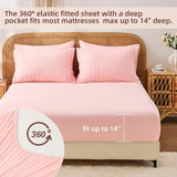 Pink Queen Comforter Set 7 Pieces, Luxury Seersucker Queen Bed Set for All Seasons