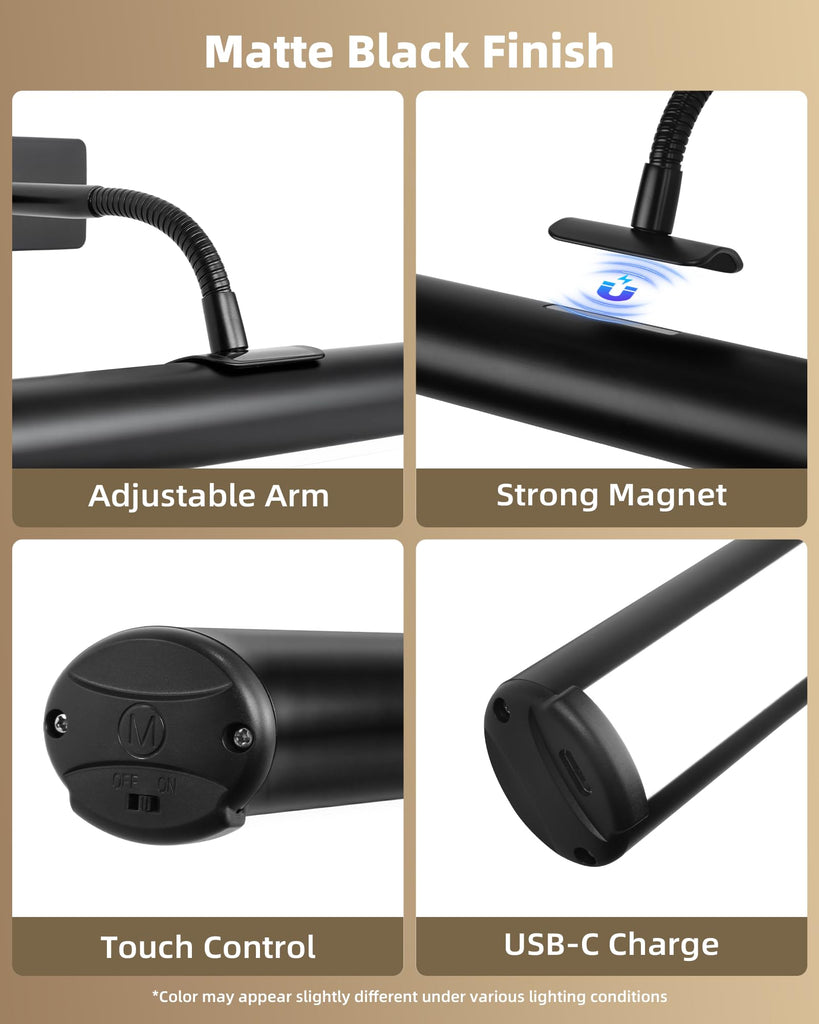 16in Picture Lights for Wall, 6000mAh Rechargeable Art Lights