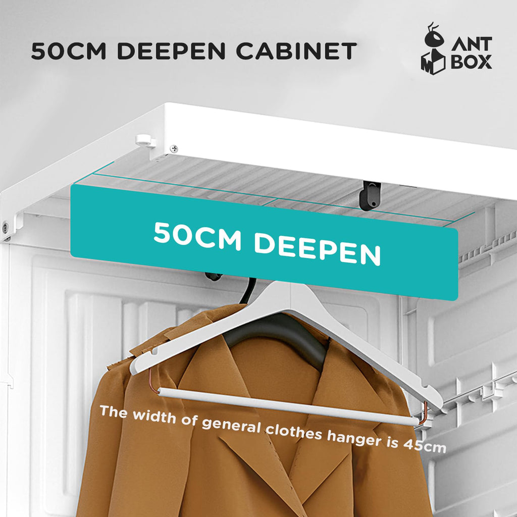 Portable Wardrobe Closet Storage Organizer for Clothes, Suitable, Plastic Wardrobe with Magnetic Transparent Door and