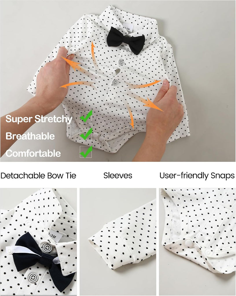 Baby Boy Clothes Suit Infant Gentleman Outfits Formal Dress Shirt+Bowtie+Vest+Pants Set Baby Wedding Suits