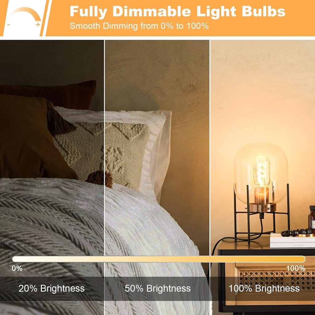 E26 LED Bulb 6W Equivalent 60 watt, Vintage Edison Bulbs, Warm White 2700K Amber E26 Edison Bulb dimmable,Tubular T14