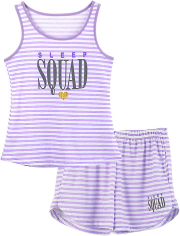 Girls Soft Striped Summer Tank Top & Shorts Pajama Set