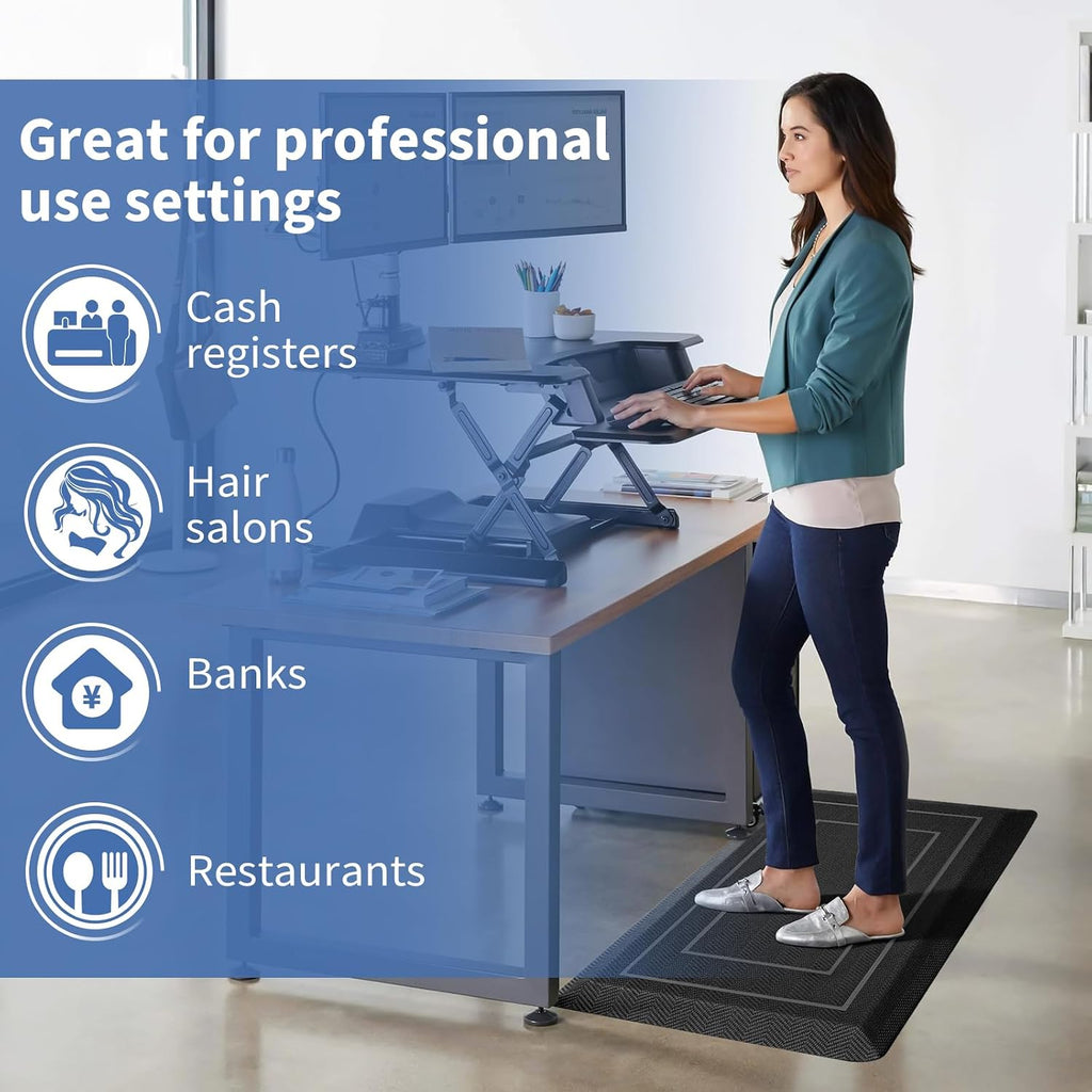 9/10"" Extra Thick Cushioned Anti Fatigue Kitchen Mat, Waterproof High Density Foam Standing Desk Mat, Non-Slip