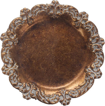 Vintage Tray Small Antique Trinket Dish, Round, Ring Holder with Twisted Flower Surrounding, Cosmetics Makeup Storage