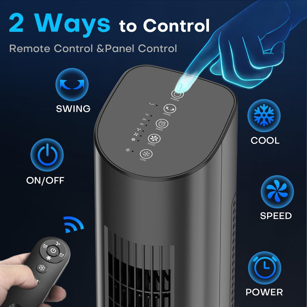 Windowless Portable Air Conditioners, 35" Evaporative Air Cooler w/3 Speeds, 25ft Remote&Touch Control, Timer