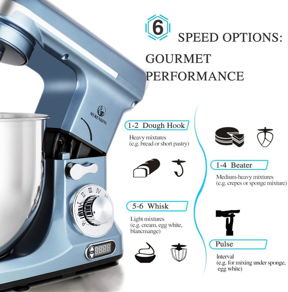 Professional Stand Mixer, 6-Qt with Timer, MK37 500W 6-Speed Tilt-Head Food Electric Mixer Kitchen Machine,Plastic