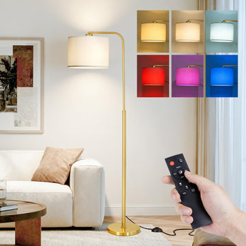 Arc Floor Lamp with Remote Control Dimmable Gold lamps