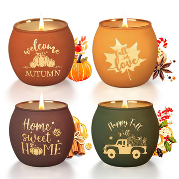 Fall Scented Candles Gift Set 4 Pack 16oz Soy Wax Jar Candles Thanksgiving Aromatherapy Candle Autumn Home Table