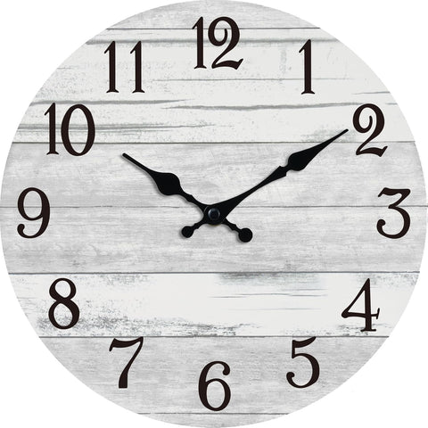Wall Clock Battery Operated 14 Inch Large Gray Silent Non Ticking Country Rustic Design Vintage Retro Decorative