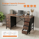 Desk with 8 Fabric Storage Drawers, Computer Office 47 Inch Gaming Writing Study Table with X-Shaped Reinforced