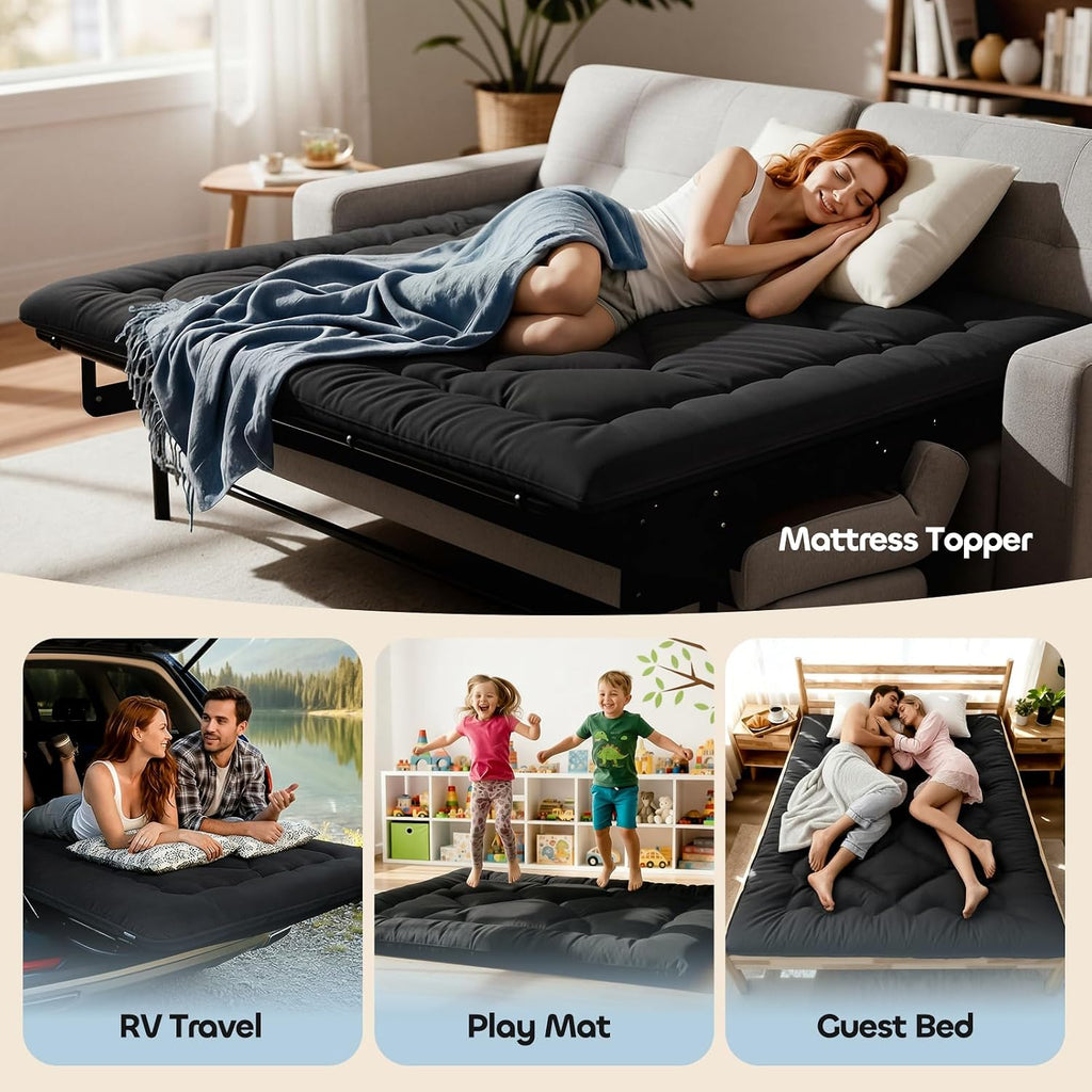 4" Thick Japanese Floor Mattress - Space Saving Foldable Floor Mattress for Guests, Dorms & Kids Rooms, Portable